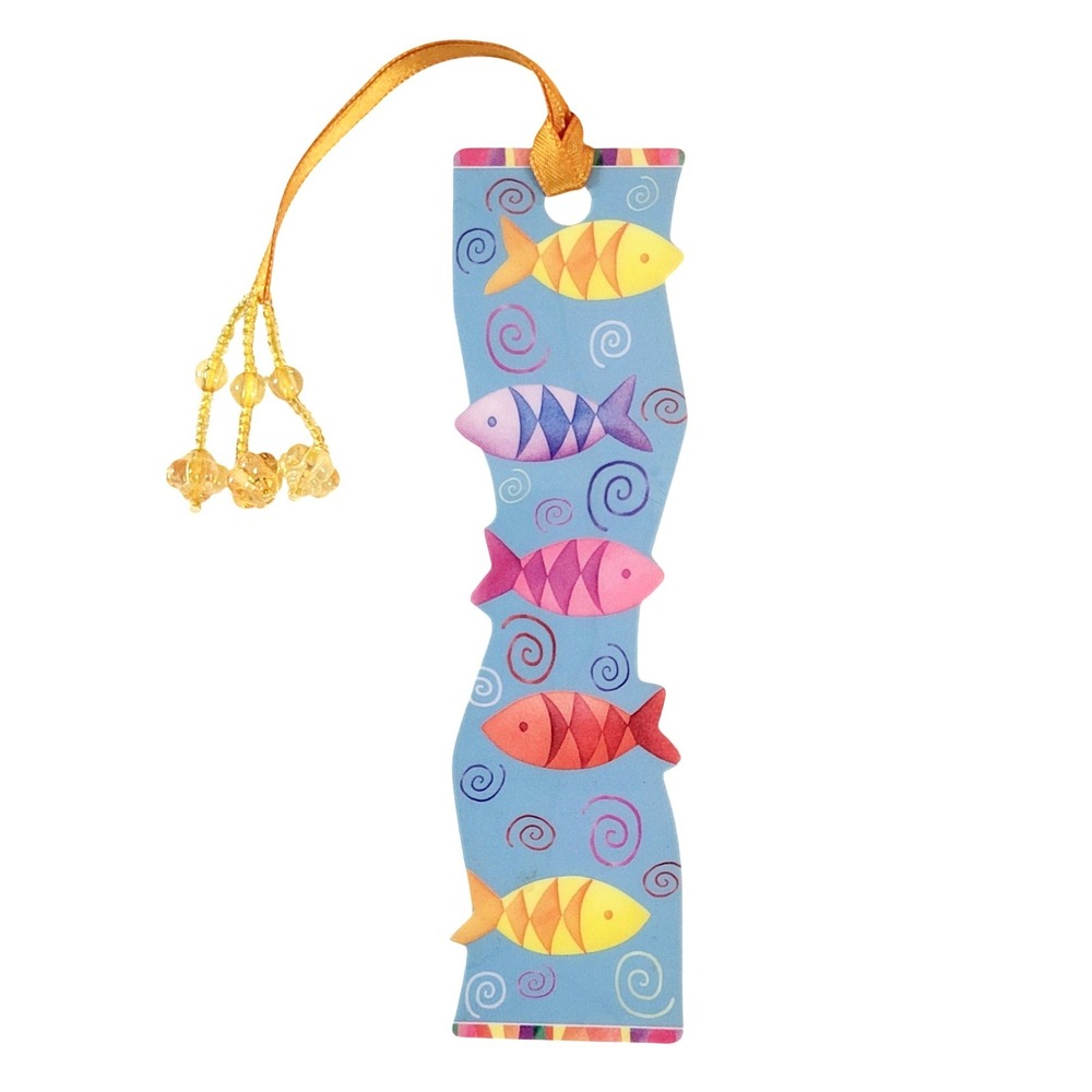 Vintage 90s Fish Galore beaded tassel Bookmark Trenz Challis & Roos, USA, T15089